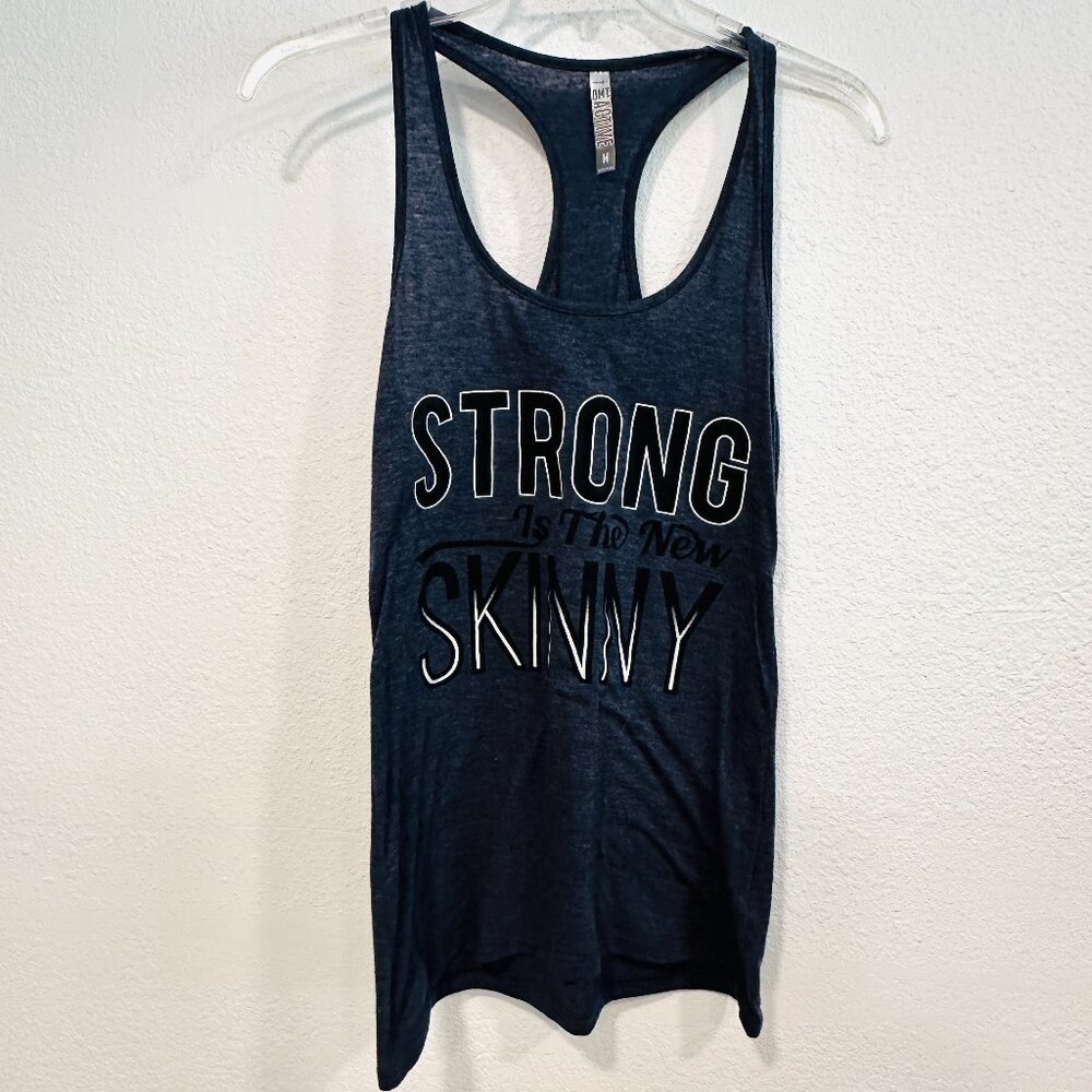 OMT Active Slate Gray Tank Top STRONG IS THE NEW SKINNY Activewear Womens Sz Med
